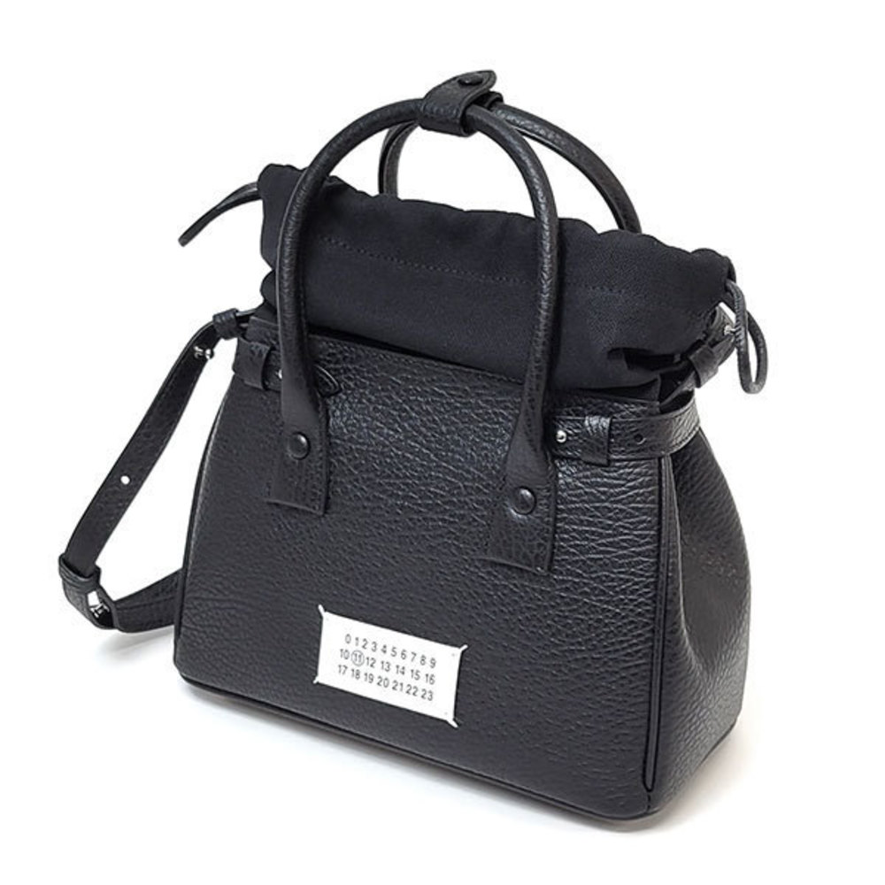 Maison Margiela Drawstring Bag Mini Calf Leather Handbag Black